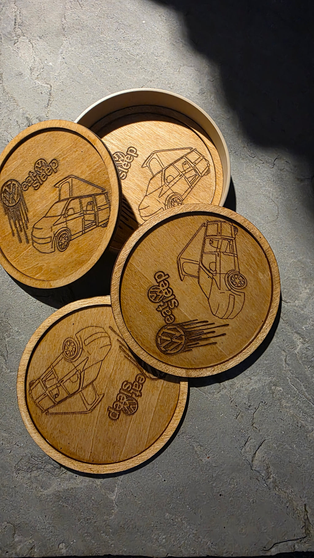 VW Coasters and Holder