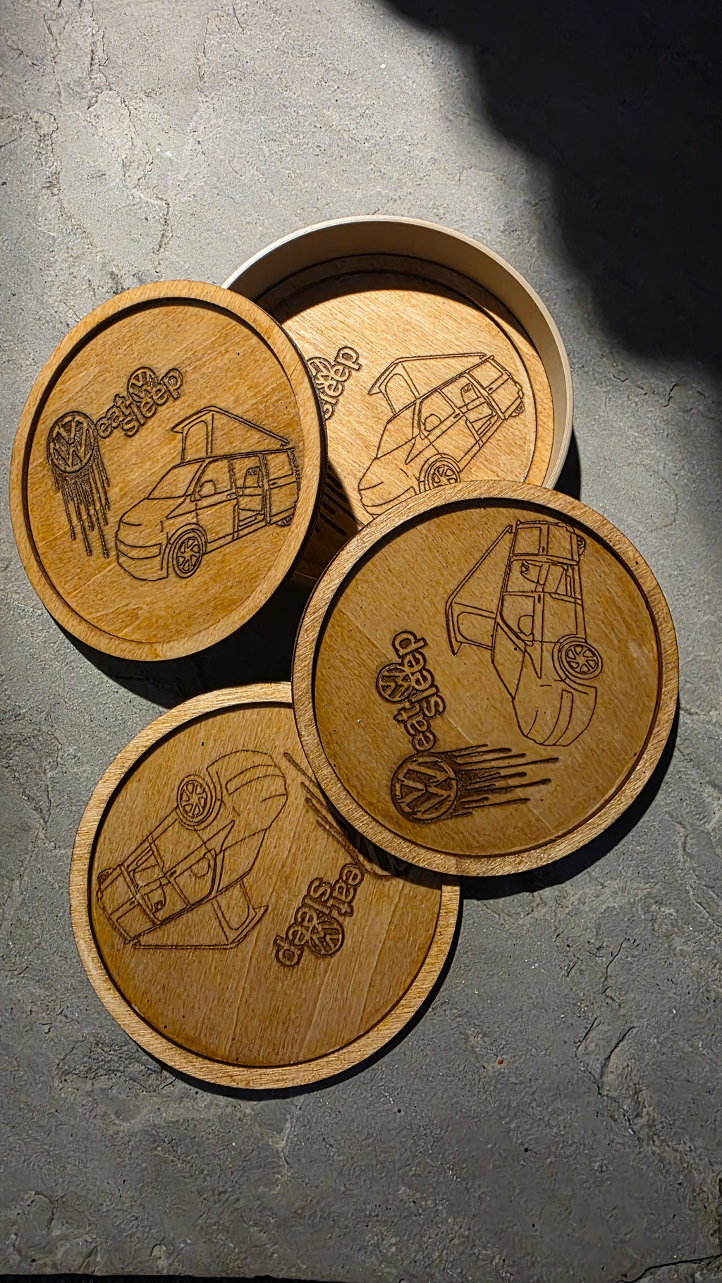 VW Coasters and Holder